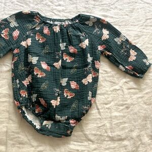 Maison Me Woven Onsie with Butterfly print, Size 6-12 mos